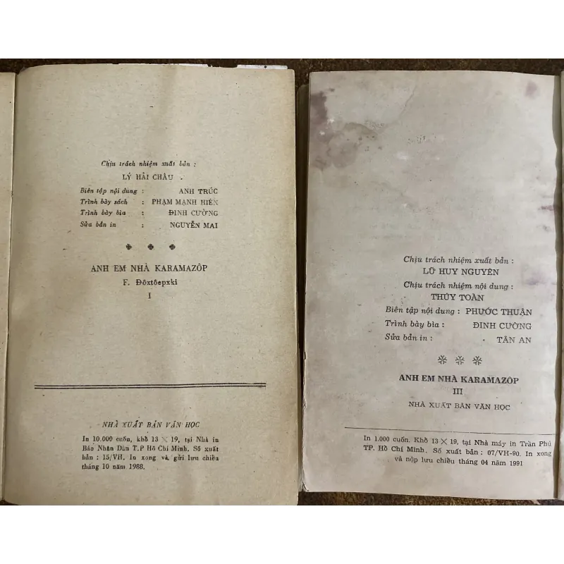 Anh em nhà Karamazôp- Fyodor Dostoevsky (tập 1,3) xb 1988 1025539