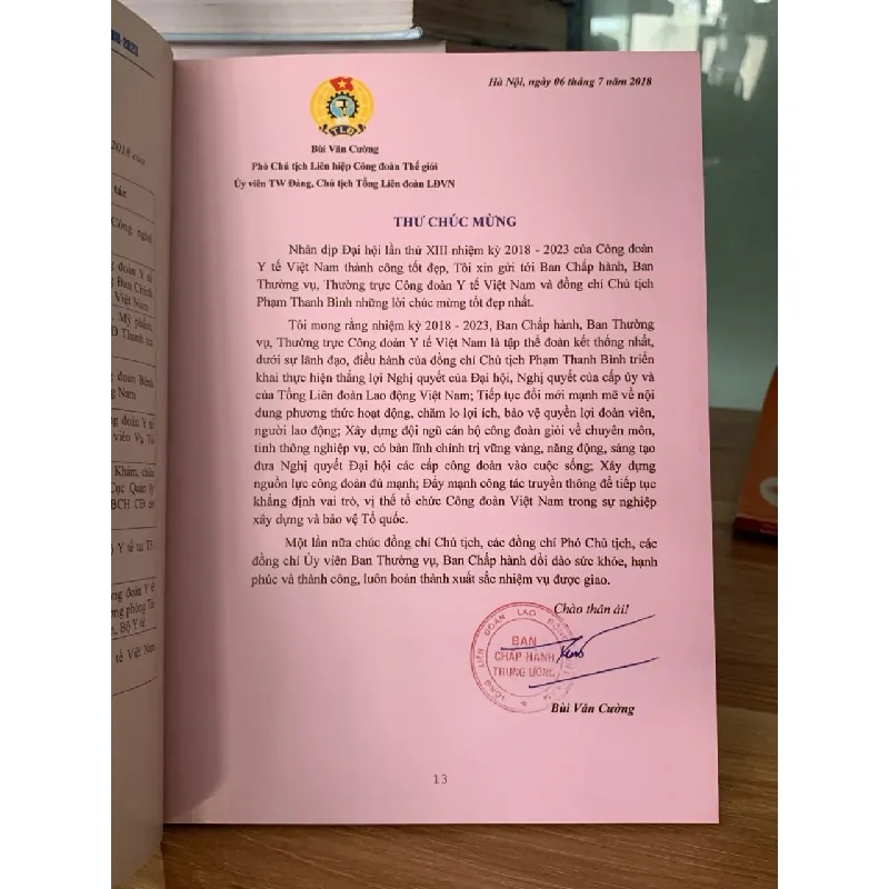 kỷ yếu ban chấp hành ủy ban kiểm tra công đoàn y tế Việt Nam khoá Xlll 2018-2023 717512