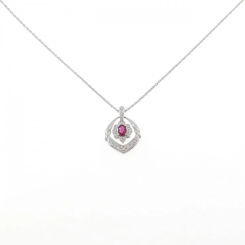 K18WG/PT900/PT850 Dây chuyền Ruby 0.40CT - Hàng hiệu Chính hãng 860106