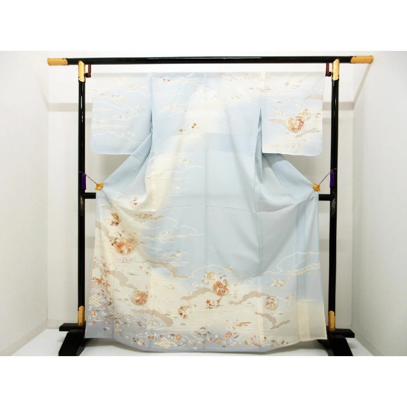 Áo kimono đơn lớp Komaro, trang trí vàng Yuzen, thêu màu ombre - Hàng hiệu Authentic 877169