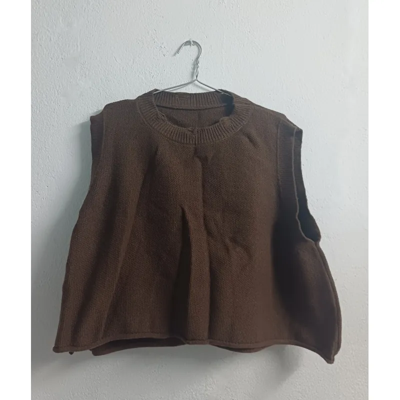 ÁO DỆT KIM DÁNG LỬNG - ÁO GILE - MÀU NÂU - FREESIZE 753611