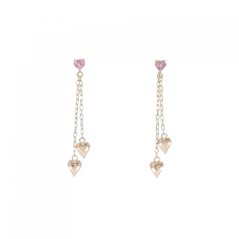 K18PG Bông tai Tourmaline hình trái tim - Hàng hiệu Chính hãng 868172