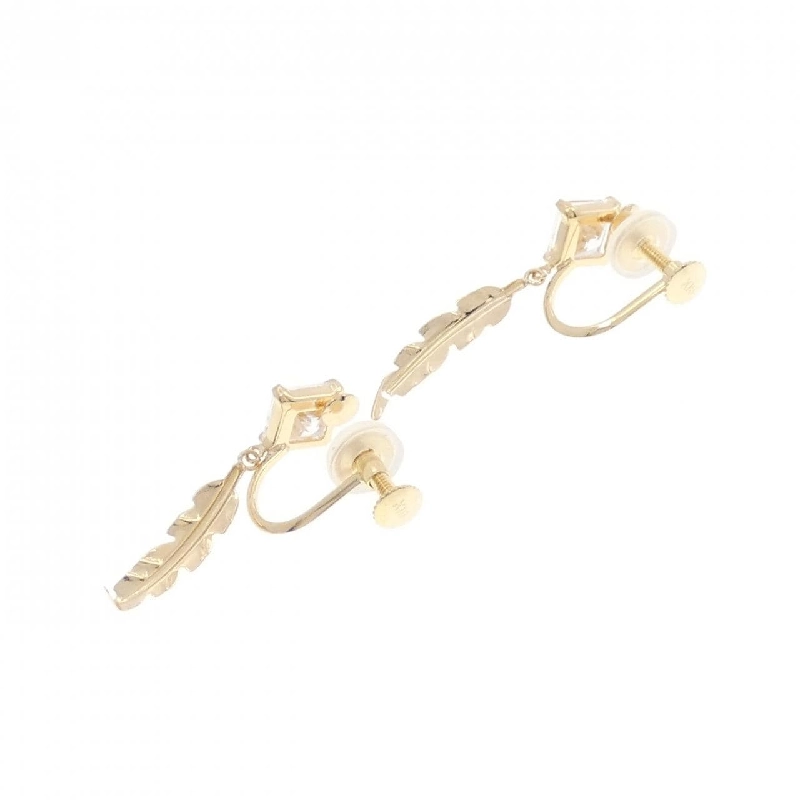 K18YG Feather Cubic Earring - Hàng hiệu Authentic 873072