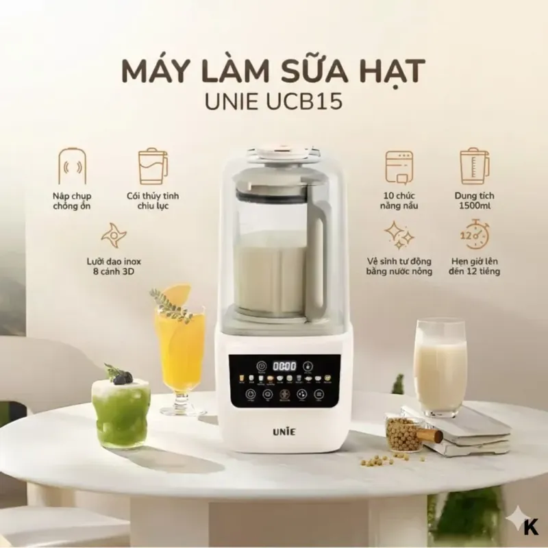 ⚡ UNIE UCB15 – Dung tích 1.5L, nấu sữa hạt nhanh, tiện dụng mọi gia đình 783430