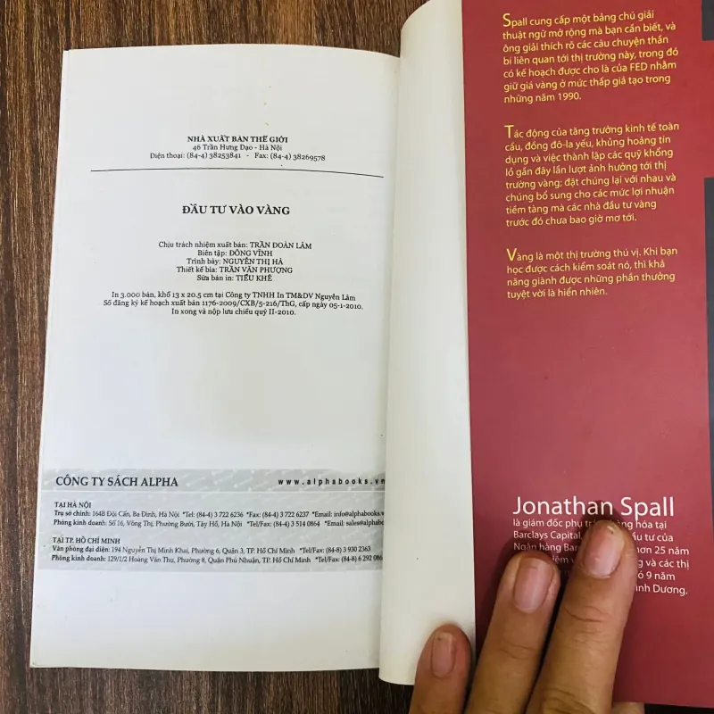 Đầu tư vào vàng -  Jonathan Spall#HATRA 994386