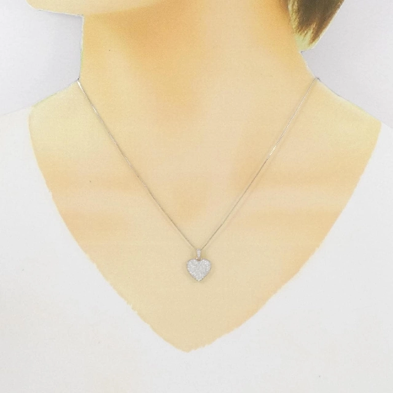K18WG Dây chuyền kim cương hình trái tim Pavé 0.40CT - Hàng hiệu Chính hãng 863444