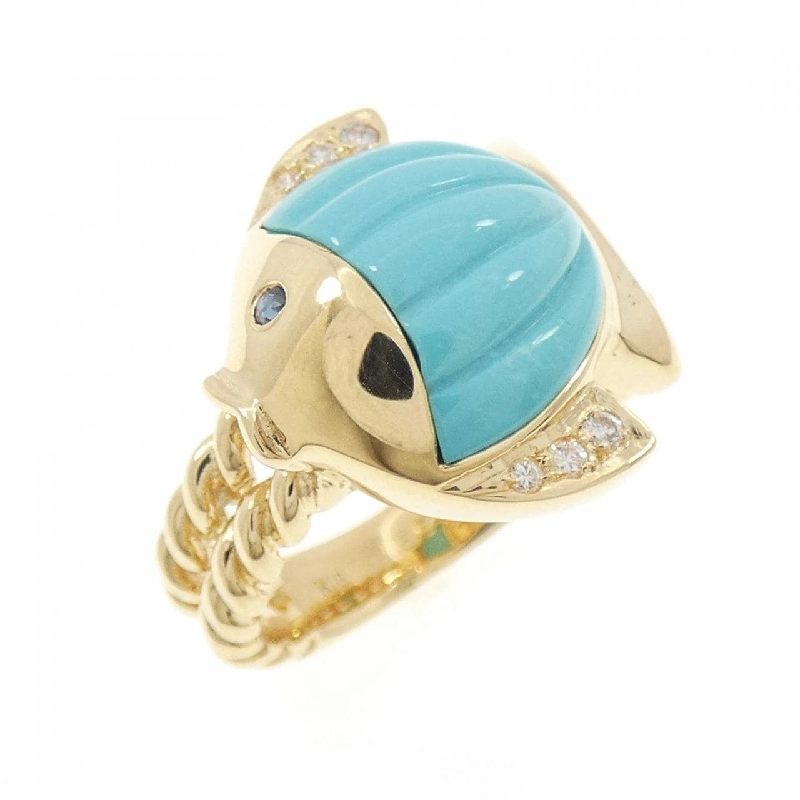 Nhẫn K18YG cá turquoise 2.57CT - Hàng hiệu chính hãng 851675