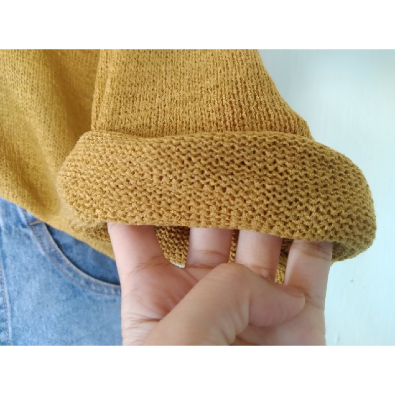 Áo len crop top freesize màu vàng như hình 10750