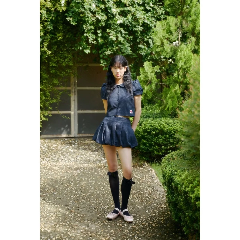 Áo sơ mi denim croptop - KIDOSTUDIOEAR 452384