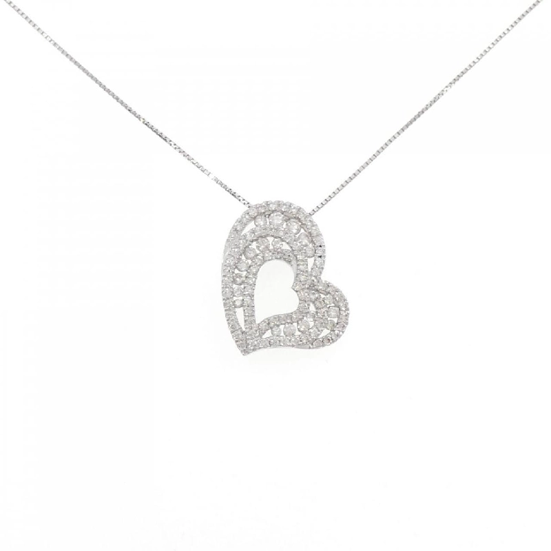 K18WG Dây chuyền kim cương hình trái tim 0.90CT - Hàng hiệu Chính hãng 867550