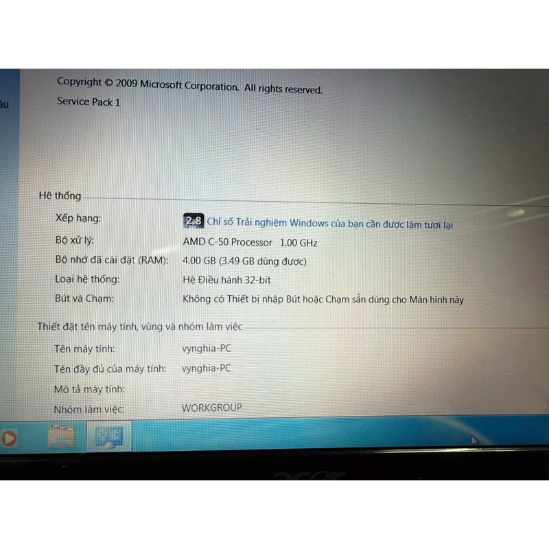 Laptop Acer cũ 13 ính 800k 541771