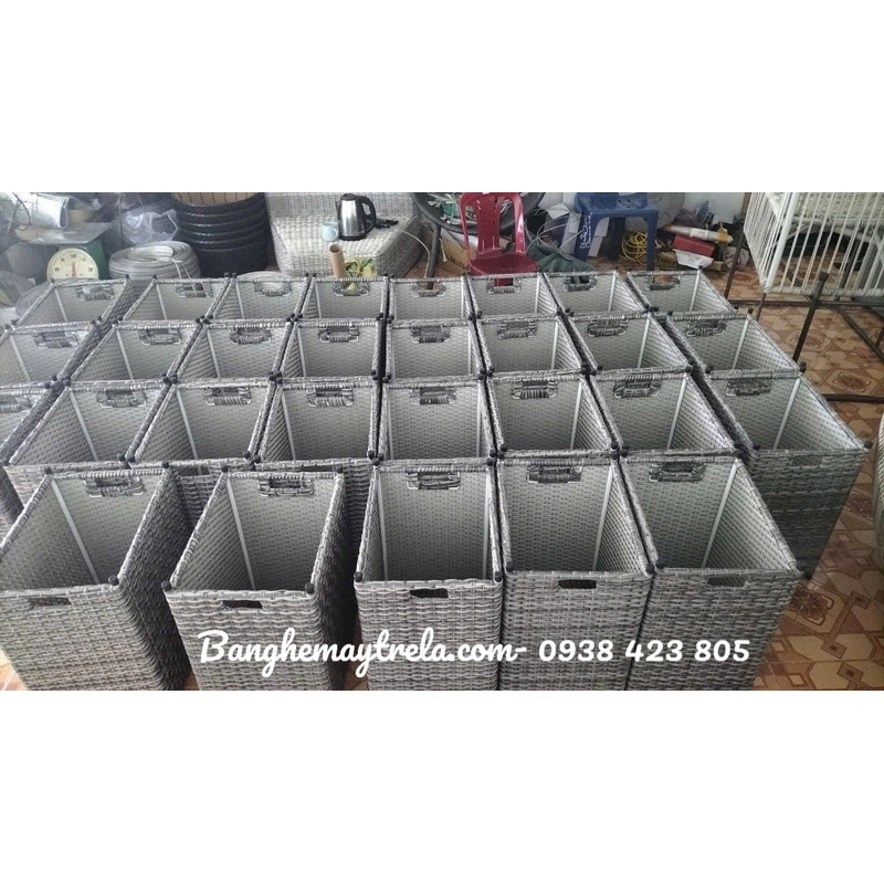 Khay đựng đồ chữ nhật giả mây 443219