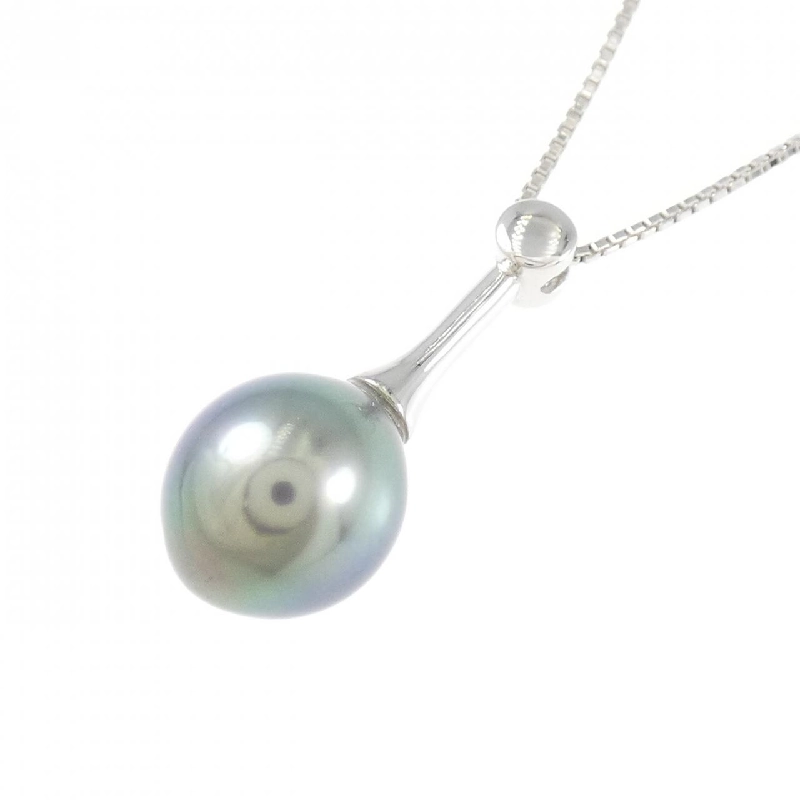 K18WG Ngọc trai đen dây chuyền 9.6mm - Hàng hiệu Chính hãng 856779