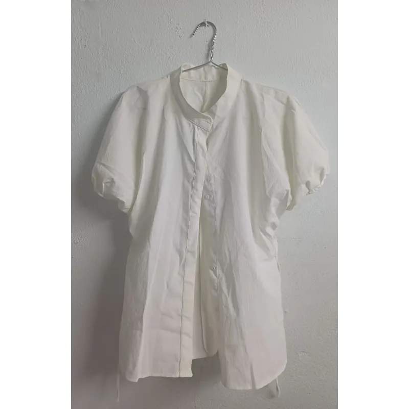 ÁO SƠ MI CỔ TRỤ TAY PHỒNG CÓ DÂY CỘT SAU - MÀU TRẮNG - FREESIZE 753734