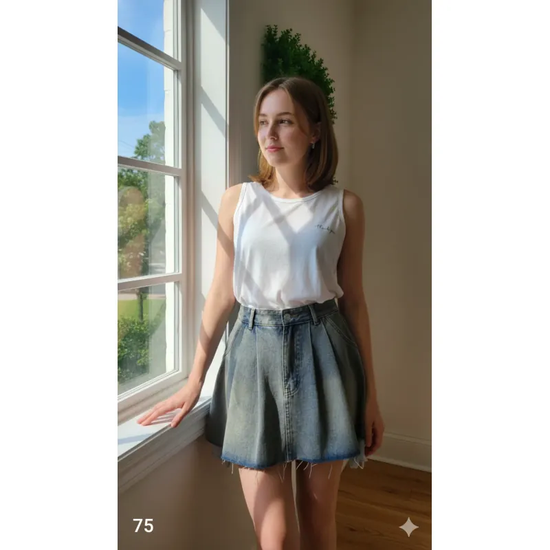 Chân váy jean ngắn, chưa sử dụng, free size từ 45-55kg, màu xanh biển, đen 753157