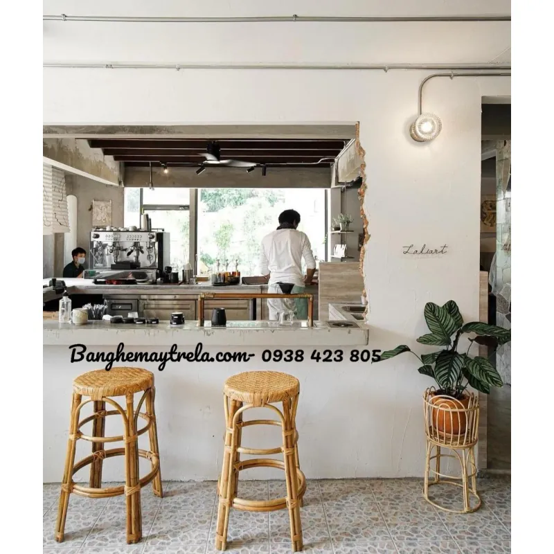 Ghế bar cao mây tự nhiên 756635
