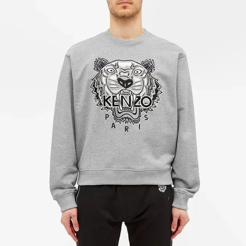 Áo sweater Kenzo thêu đầu hổ màu xám size L 757323