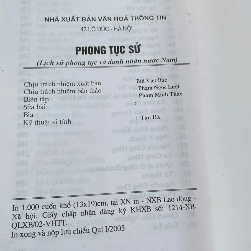 PHONG TỤC SỬ, Lịch sử phong tục và danh nhân nước Nam 558669
