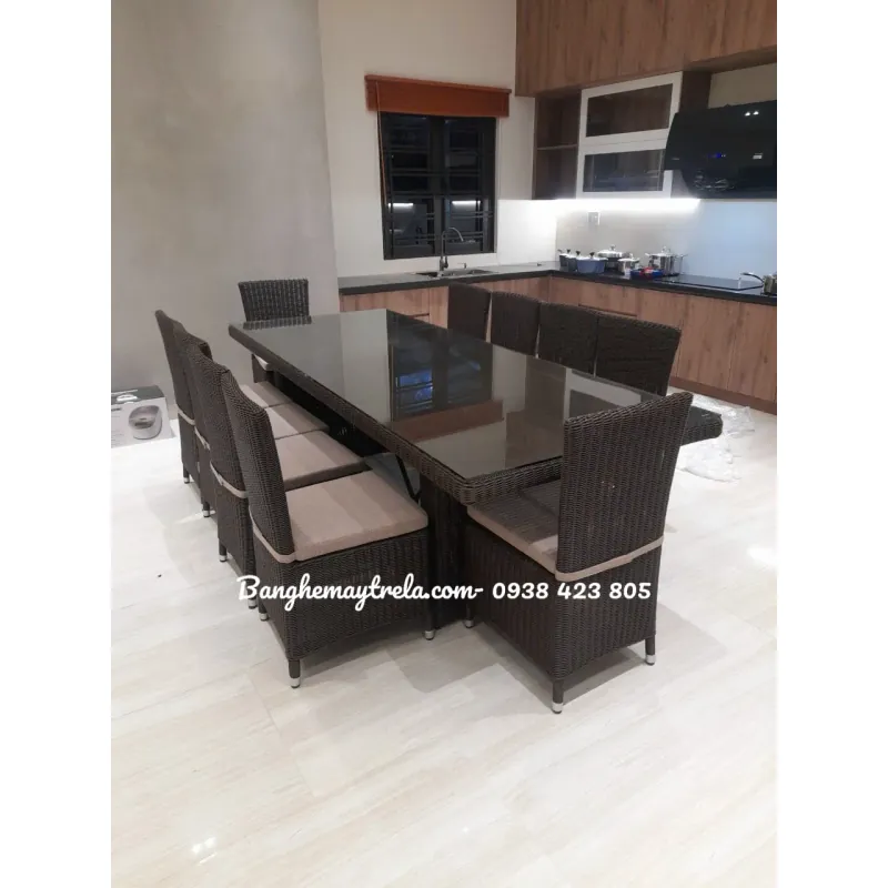Bàn ghế ăn đan dây nhựa 576699