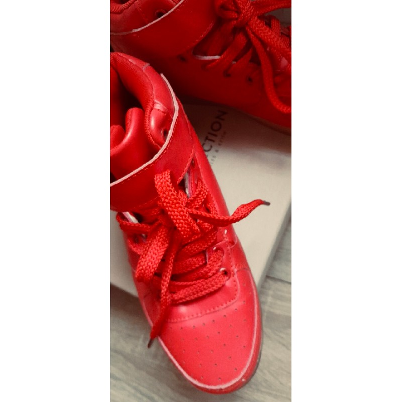 Men High Top USB Charging LED Light Up Shoes Flashing Sneakers - Red 11951