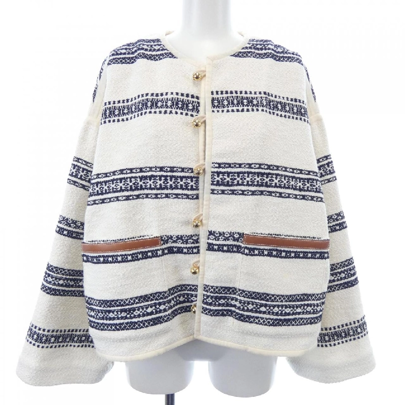 Áo khoác cardigan sọc Baha của CELINE Trionf 2V82S145X không có cổ 630698