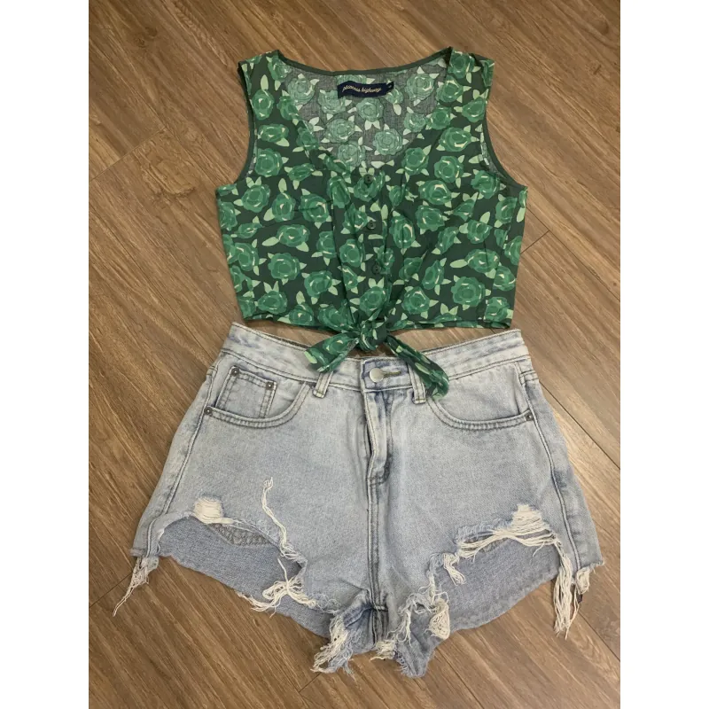 Áo sơmi cột dây,quần jeans 934624