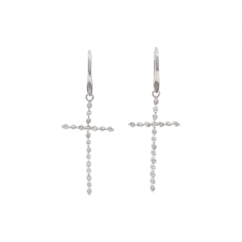 K18WG Bông tai kim cương chéo 0.14CT - Hàng hiệu Chính hãng 867836