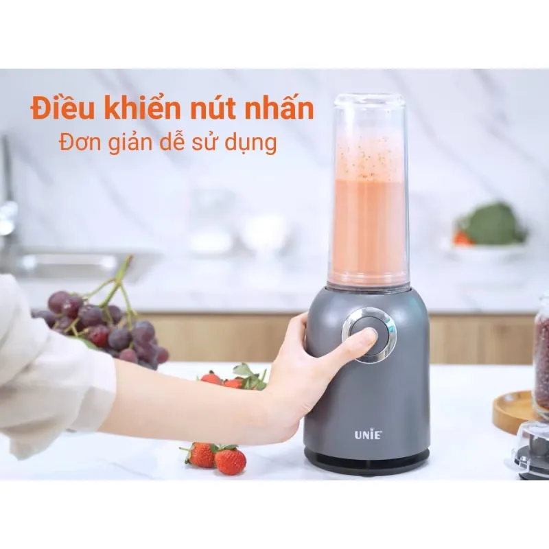 Máy xay sinh tố UNIE UMB05 cối xay dạng bình nước nhỏ gọn, lưỡi dao 4 cánh bằng inox 786416