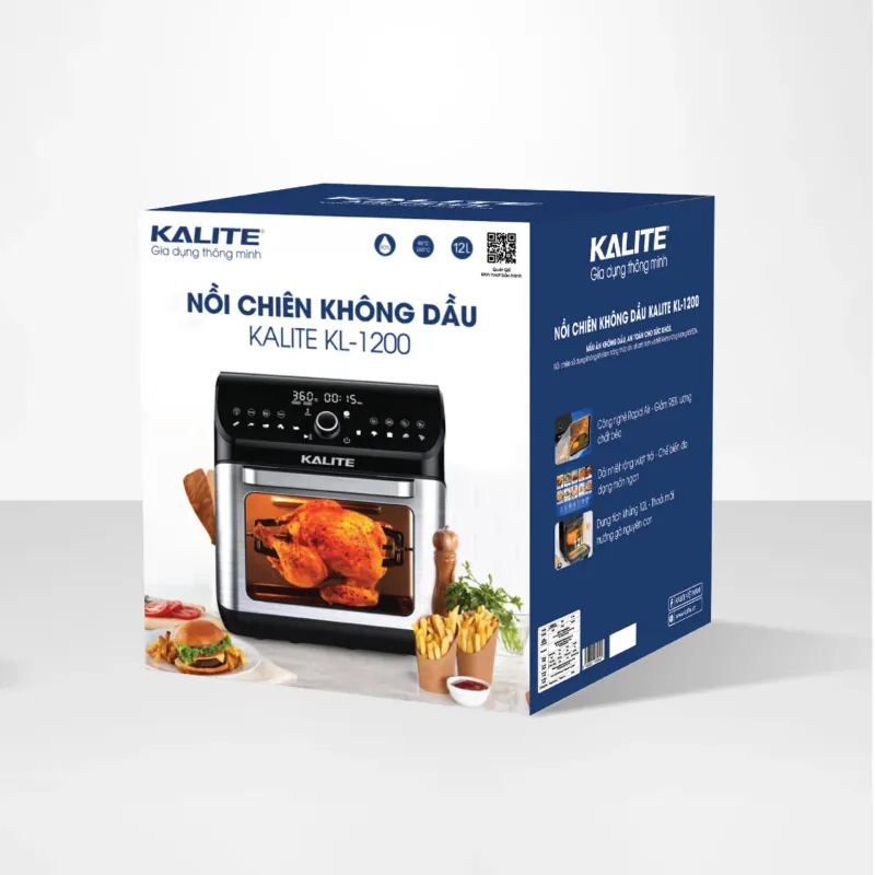 ⚡ KALITE KL-1200 – Nồi chiên không dầu 12L, chiên nhanh, giòn ngon, tiết kiệm điện 706003