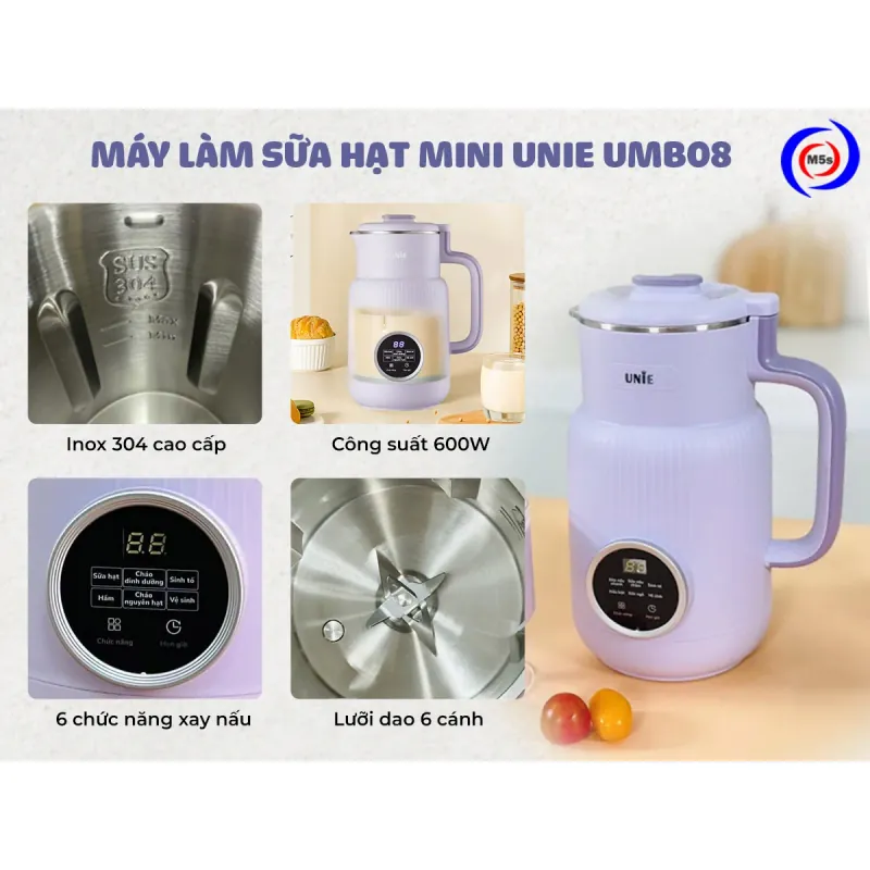 🥛 UNIE UMB08 PRO – Nhỏ gọn mà xay khỏe 733234