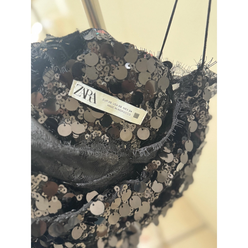 Đầm sequin 2dây Zara Auth new100% 383942