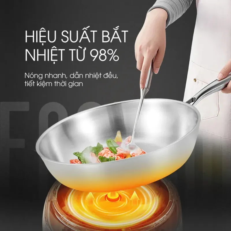 Bộ nồi chảo inox liền khối KALITE ECO Trio, inox 304 an toàn, cấu trúc 3 lớp, bắt từ tốt 735030