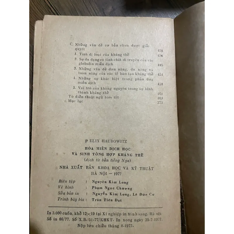 MIỄN NHIỄM DỊCH HỌC VÀ SINH TỔNG HỢP KHÁNG THỂ - 1977 597263