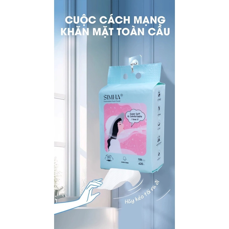 Khăn mặt 1 lần đa năng cao cấp Simha lau mặt-lau đồ-vệ sinh cho em bé an toàn với làn da 283594