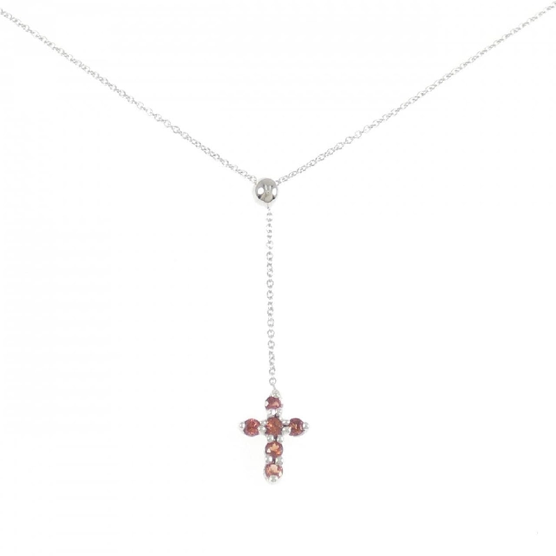 K18WG Đeo cổ hình chữ thập Garnet - Hàng hiệu Chính hãng 857852