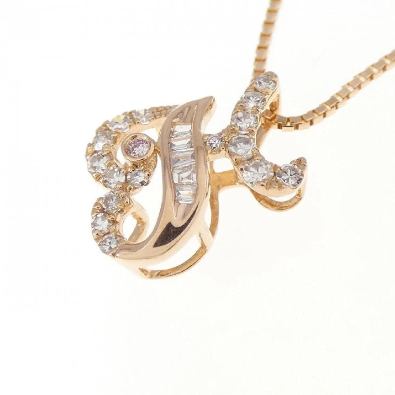 K18PG Chữ cái H Dây chuyền kim cương hồng 0.005CT - Hàng hiệu Chính hãng 864908