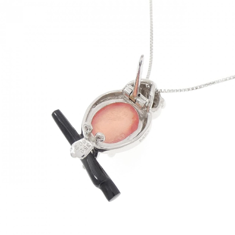 K18WG Cú Mèo Đá Rhodochrosite Dây Chuyền - Hàng hiệu Chính hãng 860051