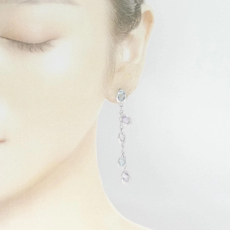 K18WG Bông tai đá màu - Hàng hiệu Authentic 870879