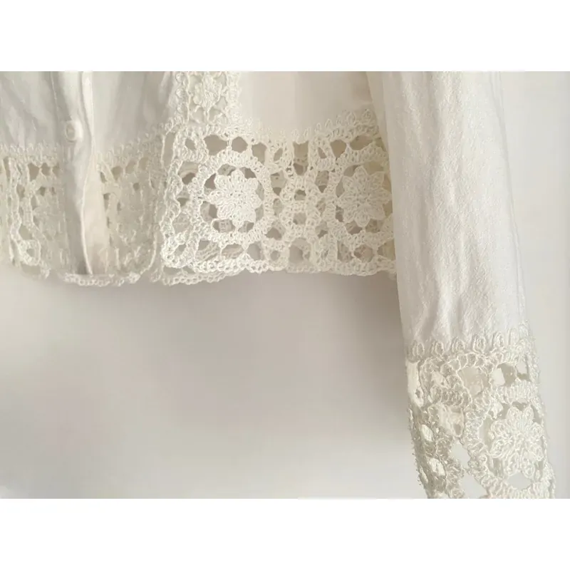 MỚI 99%***ÁO SƠ MI ZARA TRẮNG REN CROPTOP DÀI TAY* REN CÁCH ĐIỆU* TẶNG QUÀ 0Đ FREESHIP 588228