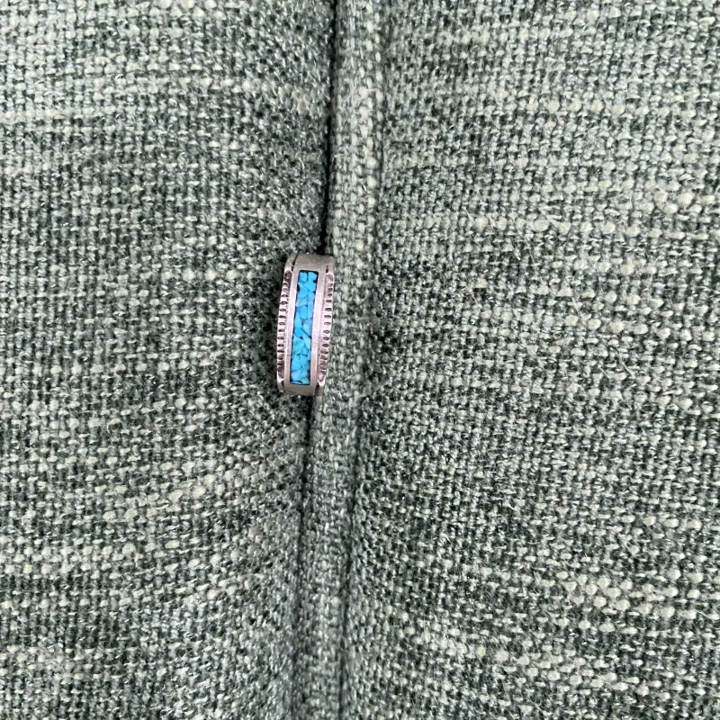 Nhẫn bạc mộc 925 dày khảm lam 975847