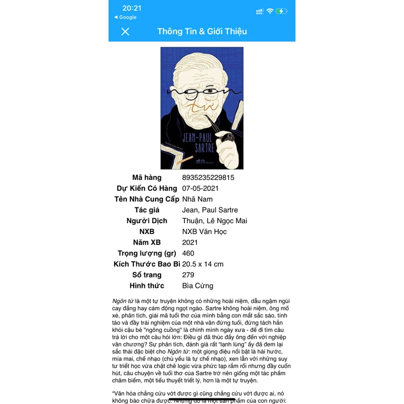 Sách Mới - Ngôn từ (Bìa cứng) - Jean Paul Sartre  275314