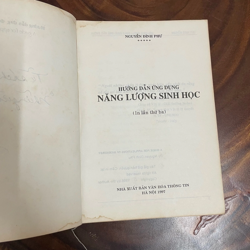 II Tựa sách: Hướng Dẫn Ứng Dụng Năng Lượng Sinh Học - Nguyễn Đình Phu - 1997 443460