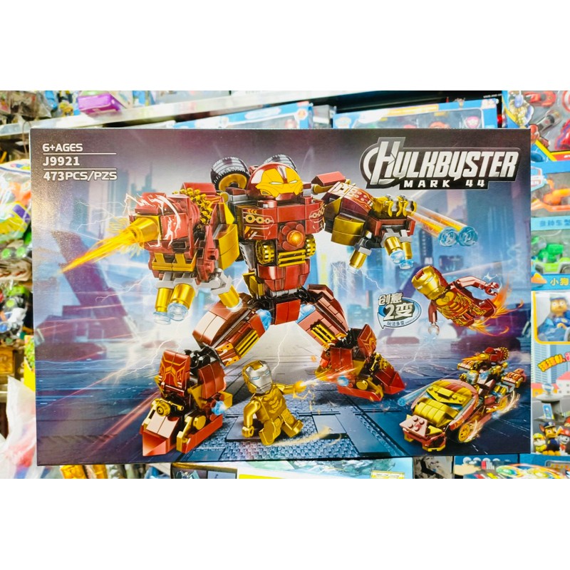 Đồ chơi lắp ráp 2in1 xe ô tô và robot siêu anh hùng Iron man Hulkbuster J9921 166522