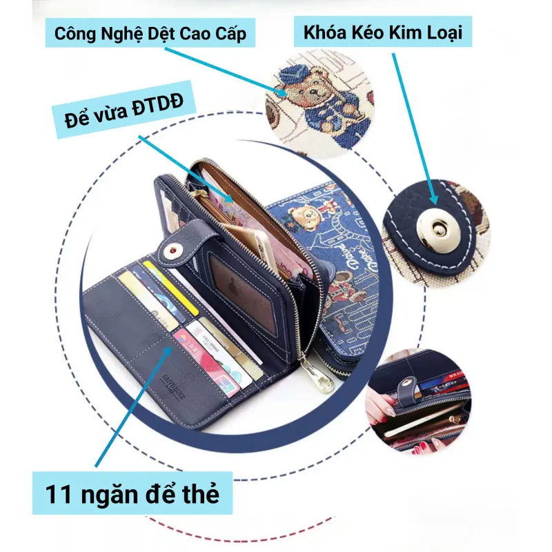 Ví Dài BEAR Nhiều Ngăn Đựng Thẻ - Hàng Quảng Châu 575135