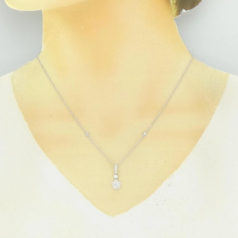 K18WG Hoa Hồng Kim Cương Dây Chuyền 0.60CT - Hàng hiệu Chính hãng 865446