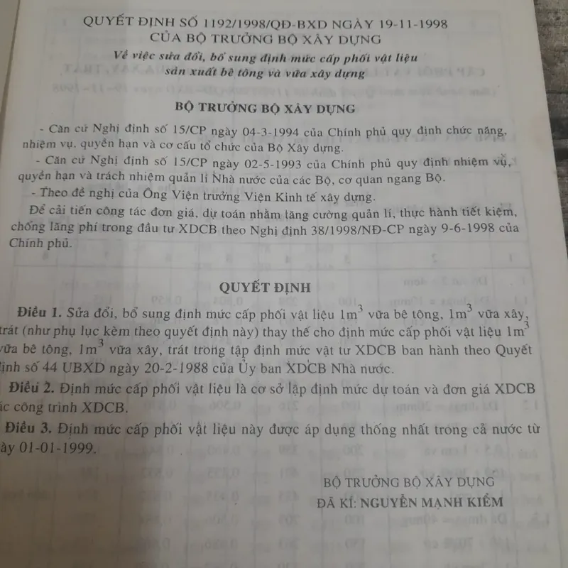 Xây dựng- Định mức vật tư trong Xây dựng cơ bản- Bộ Xây Dựng 1999 733858