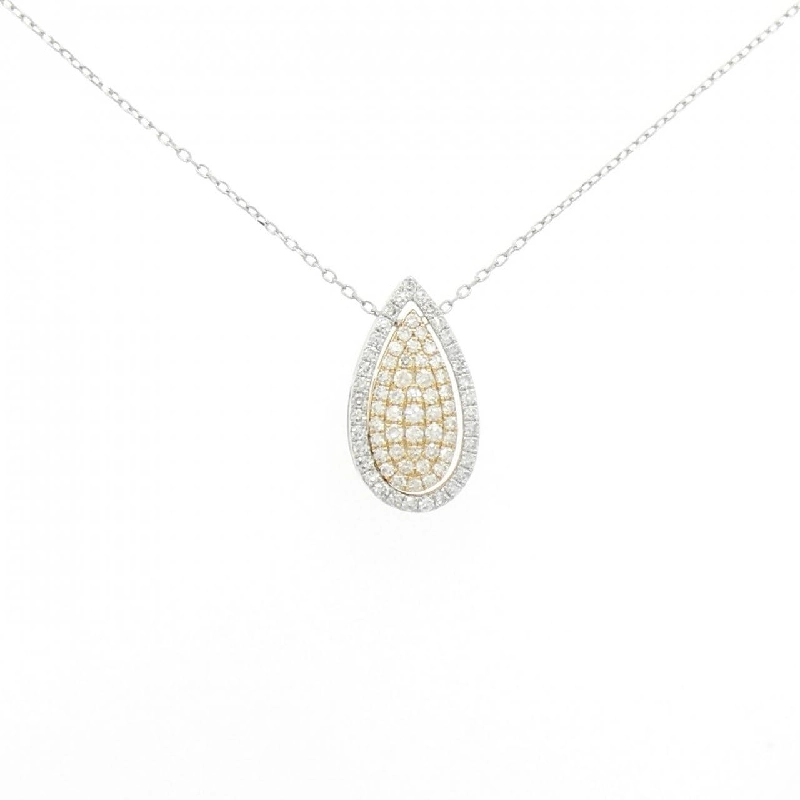 K18YG/PT950 2WAY Pave Diamond Necklace 0.18CT - Hàng hiệu Authentic 860435