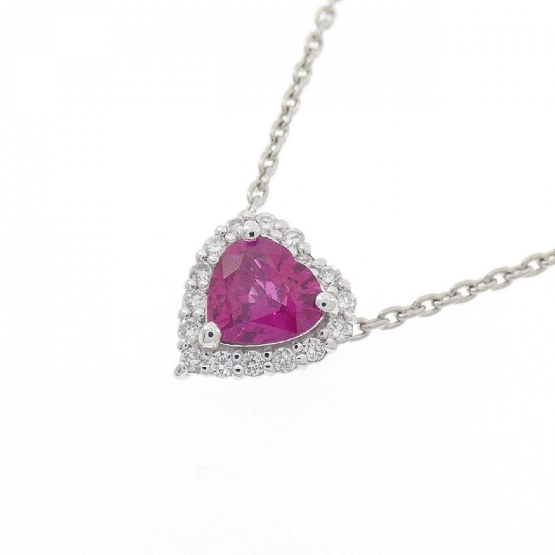 Dây chuyền ruby hình trái tim PT900/PT850 0.444CT - Hàng hiệu Authentic 860004