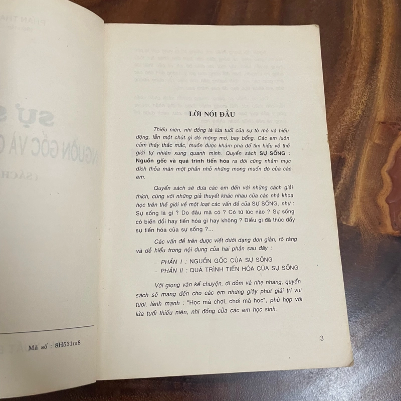 II Tựa sách: Sự Sống _ Nguồn Gốc Và Quá Trình Tiến Hoá - Phan Thanh Quang - 1998 462517