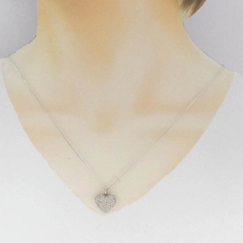 K18WG Pave Heart Diamond Necklace 1.00CT - Hàng hiệu Authentic 862891